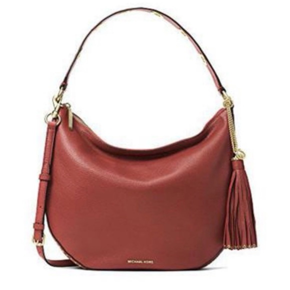 Michael Kors Handbags - Michael Kors Red Hobo Bag with Gold Accents
